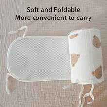 1 pieza Protector de cuna para bebé estilo INS, forro de cuna con estampado de animales de dibujos animados, protector de borde de cuna masticable, respaldo transpirable, patrón de animales de dibujos animados, protector anti-colisión para bebé