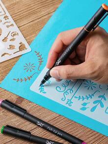 12/20/30 件报纸会计笔记本绘图模板 DIY 剪贴簿镂空花卉边框尺子 - 白色 - 查看 5