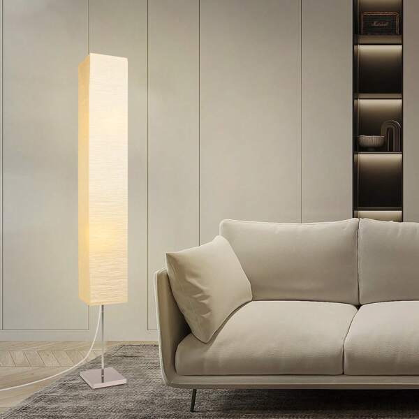 Lámpara de pie de papel, lámpara de pie japonesa con pantalla de papel de arroz, lámpara de pie de esquina con farol de papel para dormitorio, oficina y sala de estar - beige (cuadrada)