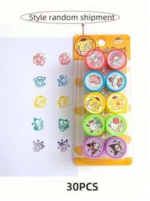 Sanrio 10/20/30pcs Sanrio Stamp Set - Cute For Kuromi, For Cinnamoroll & Friends Designs - Washable, Ideal For Paper Crafts, Scrapbooking, Notebooks, And Gift Decorations, Notebook Accessories | Playful Design | Washable Ink