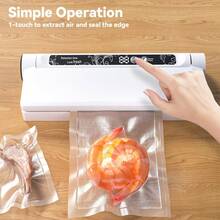 Food Storage Vacuum Sealer Machine, 75KPA Strong Suction, Dry/Wet Modes, 20 Vacuum Seal Bags for Food, Digital Countdown Timer, Compact Lightweight, Ideal for Home Kitchen Use - Blanco - Ver 4