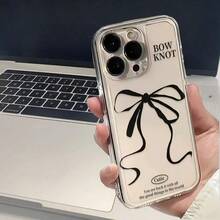 带蝴蝶结丝带的透明手机壳，适用于 16 15 14 13 12 11 XS XR X 8 7 Mini Plus Pro Max SE2 和 Galaxy S24 Ultra 5G S24 Ultra S24 S23+ S23 Ultra S23 FE S23 S22+ S22 Ultra S22 5G S22 S25 S25 Plus S25 Ultra S25 Edge 系列，节日礼物，生日礼物，女朋友，男朋友，朋友或自己，全覆盖保护 - 無色 - 查看 2