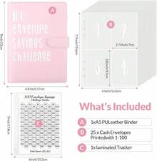 KKC 100 Days Money Saving Challenge Coin Envelope BudgetStorage Book - Binding Covers With Daily Savings Tracker,Habit-Forming System, And Cash Savings Goal Of $5050Develop A Consistent Savings Habit. - Pink - View 3