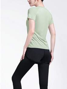 CAMEL CROWN Costume de yoga pentru femei, îmbrăcăminte sport la modă și respirabilă, costume de fitness subțiri și slim fit, costum din cinci piese - Gri gheață Verde Negru fantomă - Vizualizare 3