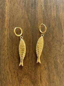 Stainless Steel Beach Fish Earrings, Ocean Style Earrings For Women