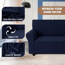 Ystyle 3-Seater Sofa Cover With Armrests, Universal Stretch Sofa Cover, Washable Cat Scratch-Resistant Sofa Cover, Stain-Resistant Stretch Sofa Cover, Non-Slip Sofa Cover - Navy Blue - View 5