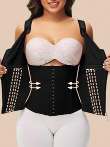 1PC Waist Trainer Corset Vest Tummy Control Shapewear Breathable Waist Cincher For Women Body Shaper Sport Girdle Adjustable Buttoned Repair Corset Steel Bone Belly Belt - Black - View 6