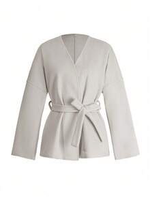 Vaiaye Women's Solid Color Wool Felt Jacket, Suitable For New Year And Thanksgiving - Apricot - View 3