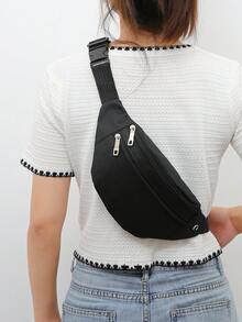 Multifunctional Waterproof Sports Waist Bag, Fashion Casual Chest Bag With Large Capacity For Phone, Wallet, Suitable For Running, Business - Black - View 8