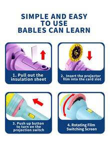 1 Set Children Projector Flashlight Toy, Slide Projector Flashlight, Educational & Entertaining, Projection Lights, Pattern Projection, Interactive Learning, Quick Pattern Change By Rotating Slides, Random Colors & Contents - Multicolor - View 10