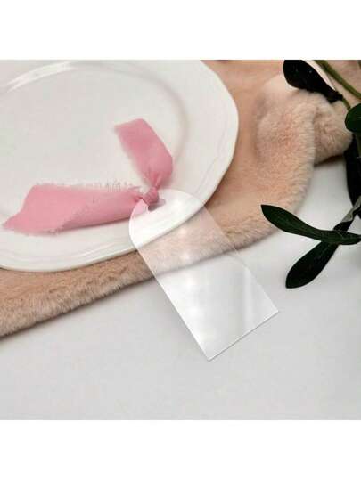 10pcs/20pcs/30pcs Transparent Acrylic Wedding Blank Arch Acrylic Place Cards With Ribbon/Jute Rope, 1.77" X 3.5" Name Tag Seat Labels With Ribbon, Transparent Wedding Reserved DIY Signage For Table Numbers, Guest Names, Ideal For Wedding Decor Seating Labels, Parties, Dinners And Events, Wedding Supplies