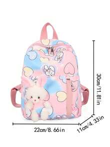 Balo đi học mẫu giáo hình thỏ dễ thương cho bé gái mẫu giáo, siêu nhẹ, giảm gánh nặng, thời trang hoạt hình, bảo vệ cột sống, túi xách cho mùa tựu trường 2025, túi cổ điển - Hồng - Xem 2