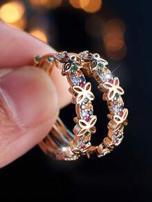 2pcs Fashionable Hollow Butterfly Design Rainbow Color Earrings, Suitable For Casual, Party Wear, Stylish And Delicate - earrings - View 6