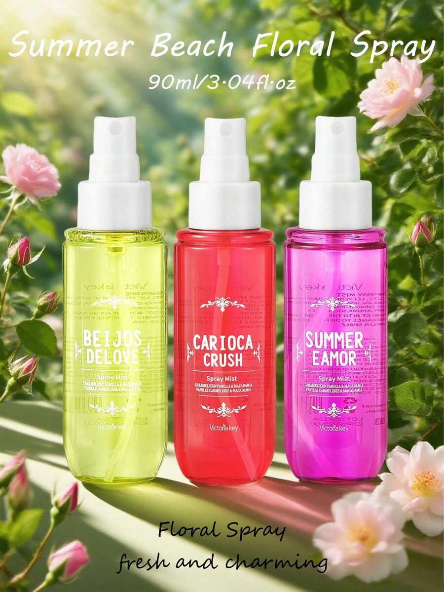 90ml/3.04fl.Oz Summer Floral Spray - Brazilian Fragrance,3 Scents,Multi-Use For Home, Clothes & Air,Instant Freshness,Stylish Home Aroma,Refreshing Laundry Spray,Perfect Summer Gift,3 Options For Summer Vibes - Floral Scent - View 1