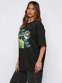 Camiseta de regalo con diseño gracioso de gato alienígena meme, camiseta "Brainrot" (pensamiento desenfocado), camisetas de memes de gatos tontos, camiseta estilo Y2K - Negro - Ver 2