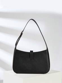 1 件女士简约腋下单肩法棍包，可调节肩带尺寸单肩包，简约带扣方形包，适合日常、工作、派对使用，理想的礼物选择