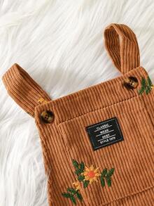 2 件幼儿女童套装：长袖 T 恤上衣 + 花卉印花连体裙，秋冬 - 棕色 - 查看 7