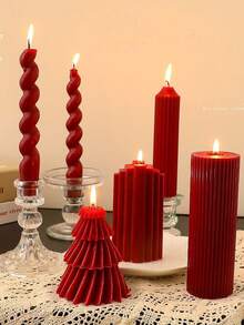 Candele aromaterapiche rosse multiple per decorazione centrale, cilindro ad ingranaggi, candele decorative per albero di Natale, candele sottili natalizie, adatte come decorazione per regali di Natale, regali per donne, regali per amici stretti, decorazioni natalizie per la casa, regali di Natale