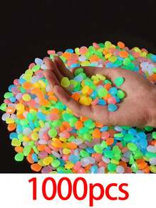 500 件夜光石，太阳能户外花园小径石，夜光鹅卵石，适用于庭院小径装饰、景观照明、花瓶填充物（50/300/500 件）