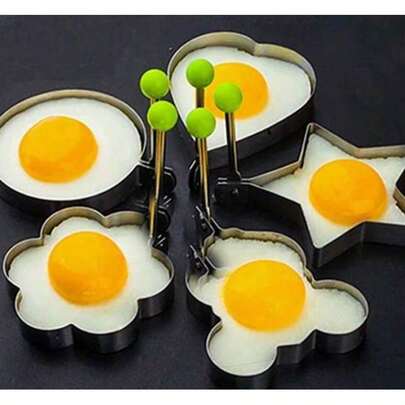 5 peças Molde Forma Omeleteira Panqueca Ovo Frito Aço Inox