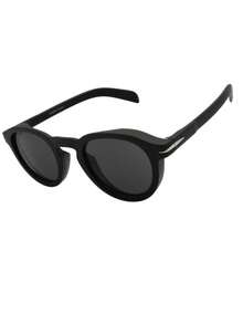 Premium Retro Vintage Oldstyle Round Sunglasses Acetate UV400 Sun Protection Unisex - 黑色 - 查看 5