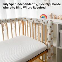 1 pieza Protector de cuna para bebé estilo INS, forro de cuna con estampado de animales de dibujos animados, protector de borde de cuna masticable, respaldo transpirable, patrón de animales de dibujos animados, protector anti-colisión para bebé