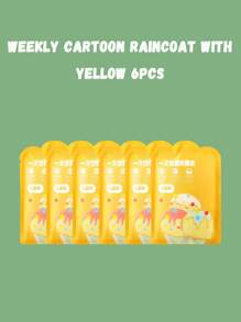 6pcs/1pc Children's Cartoon Creative Style Pocket Raincoat Set, Portable Long Thick Raincoat, Transparent And Portable Travel Outdoor Mountaineering Waterproof, Children's Camping And Hiking Accessories, Is An Ideal Choice For Giving Gifts To Children
