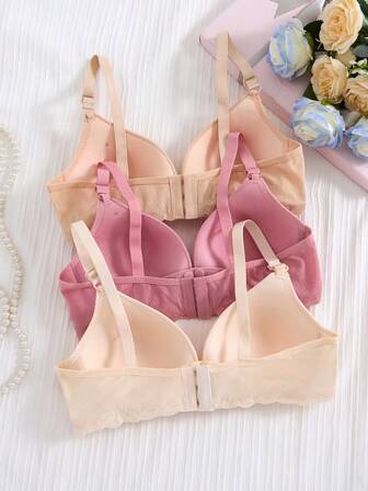 3 st/set kvinnor framstängning utan sladd bekväma andningsbara amnings- och gravidbehåar