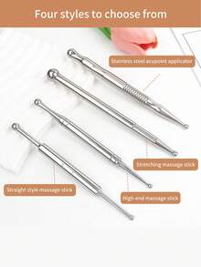 1pc Acupressure Massage Stick, Stainless Steel Acupoint Massage Pen, Head Massager, Retractable Massage Wand, Metal Stainless Steel Material, Suitable For Full Body, Eye Area, Facial Meridians, Foot Massage,Hair,Hair Tools,Hair Care,School,Back To School,Travel,Travel Essentials,Home Essentials,Spa,Massage Tool,Massage,Massager,Spa - Silver - View 5