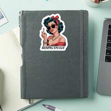 1PC Respectfully Sarcastic Sticker, Adult Humor Funny Laptop Decal, Retro Pin-Up Girl Water Bottle Vinyl, Sassy Attitude Car Decal, Humorous Gift For Friends, Bold Statement & Vintage Aesthetic Decor For Journals, Phones & All Your Confident Expressions - Multicolor - View 4