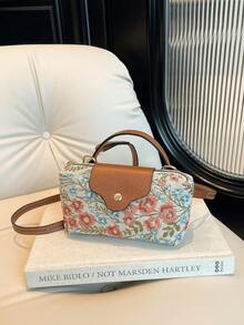 Women's Fabric Nylon Mini Crossbody Bag, Floral Pattern, Magnetic Snap Closure, Casual Cute Fashion Handbag - Multicolor - View 8