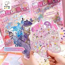 Miniature Landscape Sticker Collection, Three-Dimensional Hut Scene Stickers, Handmade DIY Collage Notebook, Small Sticker Decoration, Interesting And Cute Korean Cartoon Scene Stickers, Suitable For Adults And Teenagers To Relieve Stress And Kill Time,For School Supplies,Back To School