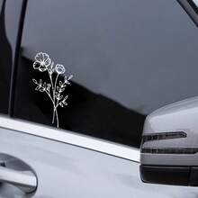 1pc Wildflower Car Stickers, Suitable For Windows, Back Notebooks, Computers, Luggage, Car Parts, Car Line Drawing Stickers, Bouquet Stickers And Ladies' Stickers - one-size - View 4