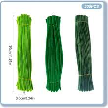 Bộ 300 que làm sạch ống màu xanh lá cây, que làm sạch ống mềm dẻo dài 11,8 inch, 3 màu xanh lá cây, que nhung mềm mại, vật tư và nguyên liệu thủ công cho các dự án nghệ thuật và thủ công. - Nhiều màu - Xem 4