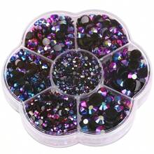 5000pcs/Box, 2mm 3mm 4mm 5mm 6mm, 5 Sizes, Silver Base Crystal Beads Stones,Flower Shape Box Packed, Round Flatback Rhinestones Multi Colors Crystal Gems Non HotFix DMC Jewelry Beads Glass Stones Diamond 3D Pattern Design Accessories Glitter Manicure Decal Decorations For Clothes,Bag,Shoes,Cups,Phone Covers,Handicrafts,Diy Trim.
