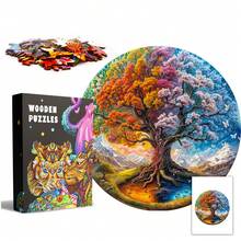 Wooden Puzzle - Seasonal Tree Of Life/Elephant/Duck/Deer/Cat/Butterfly Clock, Asymmetrical Animal Shaped Wooden Puzzle Toys, Party Game Gifts, Decorative Art Painting, Tabletop Magic Puzzle, Unique Children's Educational Puzzle, Birthday Gift, Suitable For Kids, Back To School Gift, Christmas Gift - Multicolor - View 3