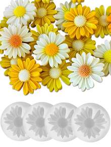 Set de 4 moldes de silicona con forma de flor de margarita y girasol para hacer piedras aromáticas, jabones y velas multiusos DIY - moho - Ver 1