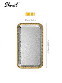 shoxil 1 件中东风格金色镶边托盘带手柄，储物托盘适用于存放咖啡壶和咖啡杯/茶杯，托盘，食物展示盘，用于存放饰品的装饰托盘，适用于客厅展示，餐厅招待，茶室装饰，送礼，咖啡厅装饰 - 托盤 - 查看 14