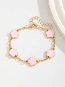 1 件优雅时尚金属复古派对幸运五瓣花手链，适合女孩男孩夏季旅行度假日常佩戴节日生日礼物返校 - 彩色 - 查看 11
