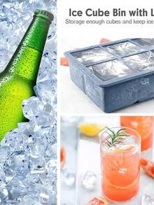 1 Peça Forma de Gelo de Silicone Grande, Adequada para Uísque e Coquetéis - Armazenamento de Sorvete, Acessórios de Cozinha e Refrigerador - Rosa chiclete - Visão 5