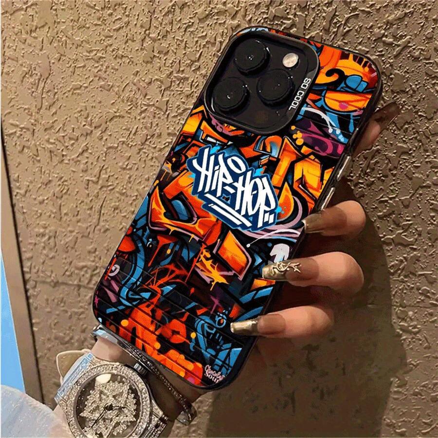 Funda Básica Protectora de TPU Suave y Deslumbrante de Moda Graffiti, a Prueba de Golpes para iPhone 11/12/12Pro/12Pro Max/13/13 Pro/13 Pro Max/14/14 Pro/14 Pro Max/15/15 Pro/15 Pro Max 16/16PRO/16PROMAX - Regalo Ideal para Cualquier Ocasión - Negro - Ver 1