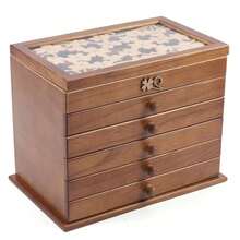 6 Schicht Schmuckkasten Holz, 6 Ebenen Großer Schmuckkasten mit 5 Schubladen Schmuckbox Schmuckkoffer Vintage Schmuckkasten Holz Große Kapazität Schmuckkoffer Organizer