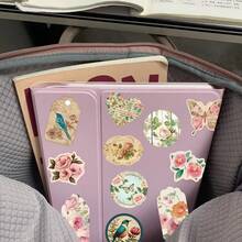 52PCS Vintage Old Newspaper Aesthetic Stickers For Scrapbook Journaling Water Bottles Laptop Scrapbooking Supplies Kit Cottagecore Waterproof Vinyl Junk Journal Stickers For Adults Christmas School Gift Decoration - Pink - View 7