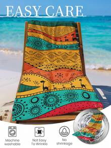 1pc Printed Beach Towel, Sunflower Pattern Swim Towel, Bath Towel, Fashionable Beach Blanket, Super Absorbent Towel, Suitable For Bathroom, Swimming, Fitness, Yoga, Soft And Comfortable Microfiber Towel, Lightweight And Easy To Carry, Windproof And UV-Resistant, Anti-Sand, Suitable For Summer Travel, Vacation, Bathroom Decor, Available With Or Without Storage Bag, Recommended Regular Size And Large Size (Small Towel Size 35*75cm, Recommended 150cm And Above) - Multicolor - View 11