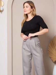 Women's 3/4 Sleeve Blouse With Open Back Simple Casual Elegant Fabric Backless / Backless Evening - Negro - Ver 4