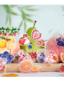 1 Stück dekorative Klebebänder mit Vintage-Motiven, Früchten, PET-Klebebandaufkleber 4,0 cm*2 m, ideal für Bullet Journals, Kunst, Scrapbooking, DIY-Basteleien, Planer, 6 Designs zur Auswahl