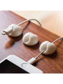 5pcs White Cable Clips, For Organizing Office Desk Cables, Convenient Cable Management - Multicolor - View 7