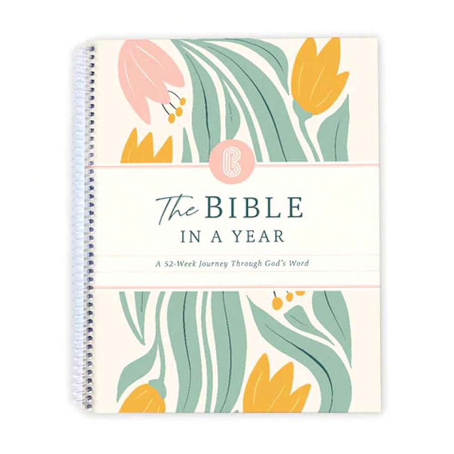 The Bible In A Year A 52-Week Bible Study Plan, Spiral Bible Study Guide For Women, Woman Bible Study Planner Yearlong Bible Scripture Reading Journal - 白色 - 查看 1