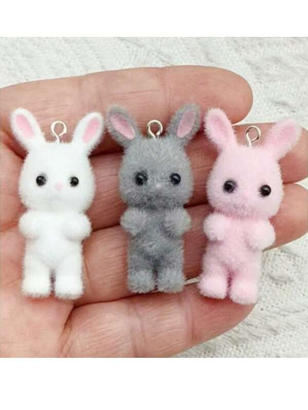 6 قطع/عبوة قلادة معلقة من الأرانب الناعمة، قلادة حيوانات الغابة الصغيرة DIY، قلادة، سلسلة مفاتيح، أقراط لصنع المجوهرات