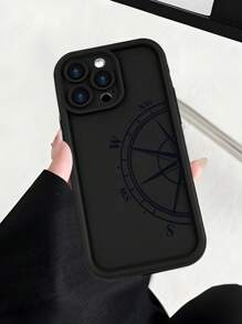 1 pieza Funda de teléfono con estilo de béisbol con bandera americana vintage y patrón de elemento de brújula minimalista, cubierta protectora suave mate negra adecuada para iPhone 16/15/14/13/12/11/Pro/ProMax/X/XR/XS/XSMAX/7/8/PLUS y modelos, gran regalo para mayores, amigos, familia, parejas, cumpleaños, conmemoración